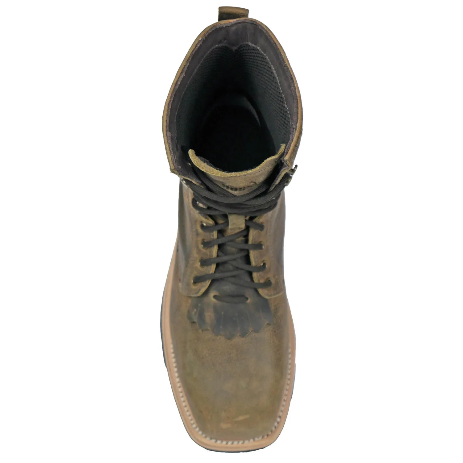 Hoss Boots Mens Brisbee Lacer CT WP Distressed Brown Leather Work Boots