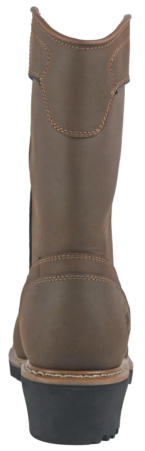 Hoss Boots Mens Buford Logger Pull On CT PR Brown Leather Work Boots