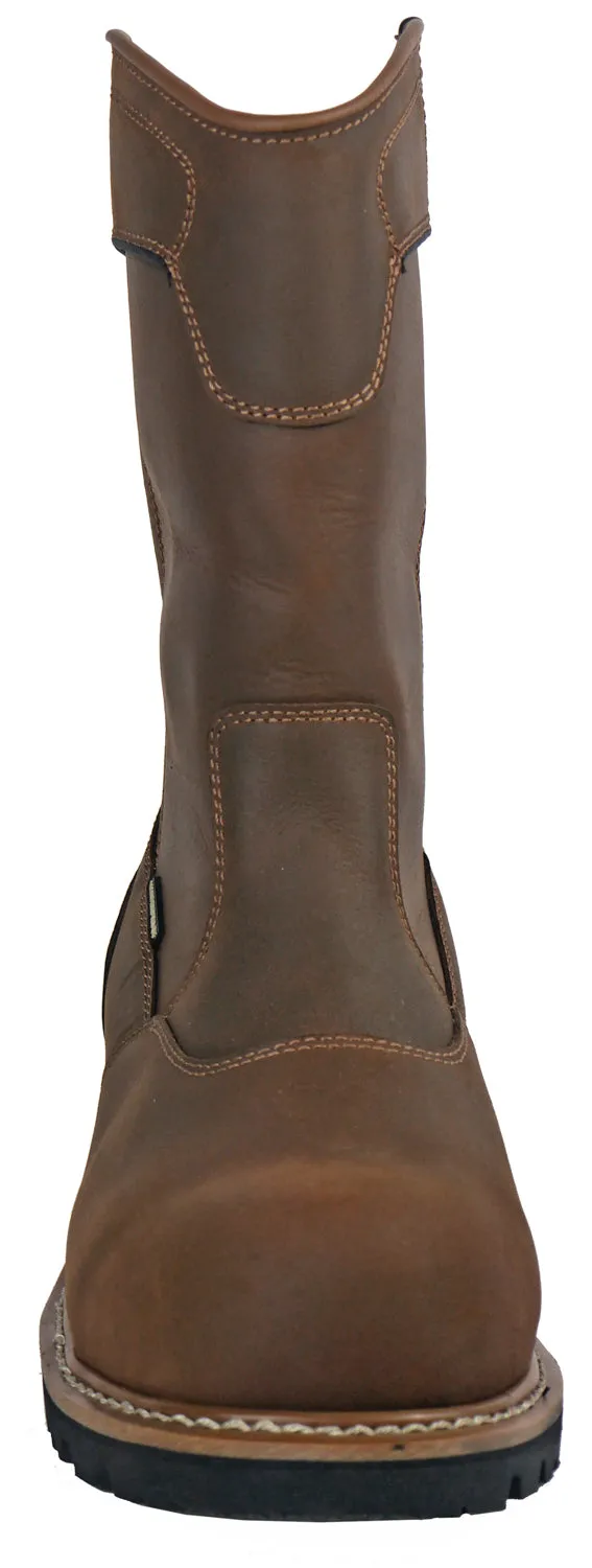 Hoss Boots Mens Buford Logger Pull On CT PR Brown Leather Work Boots