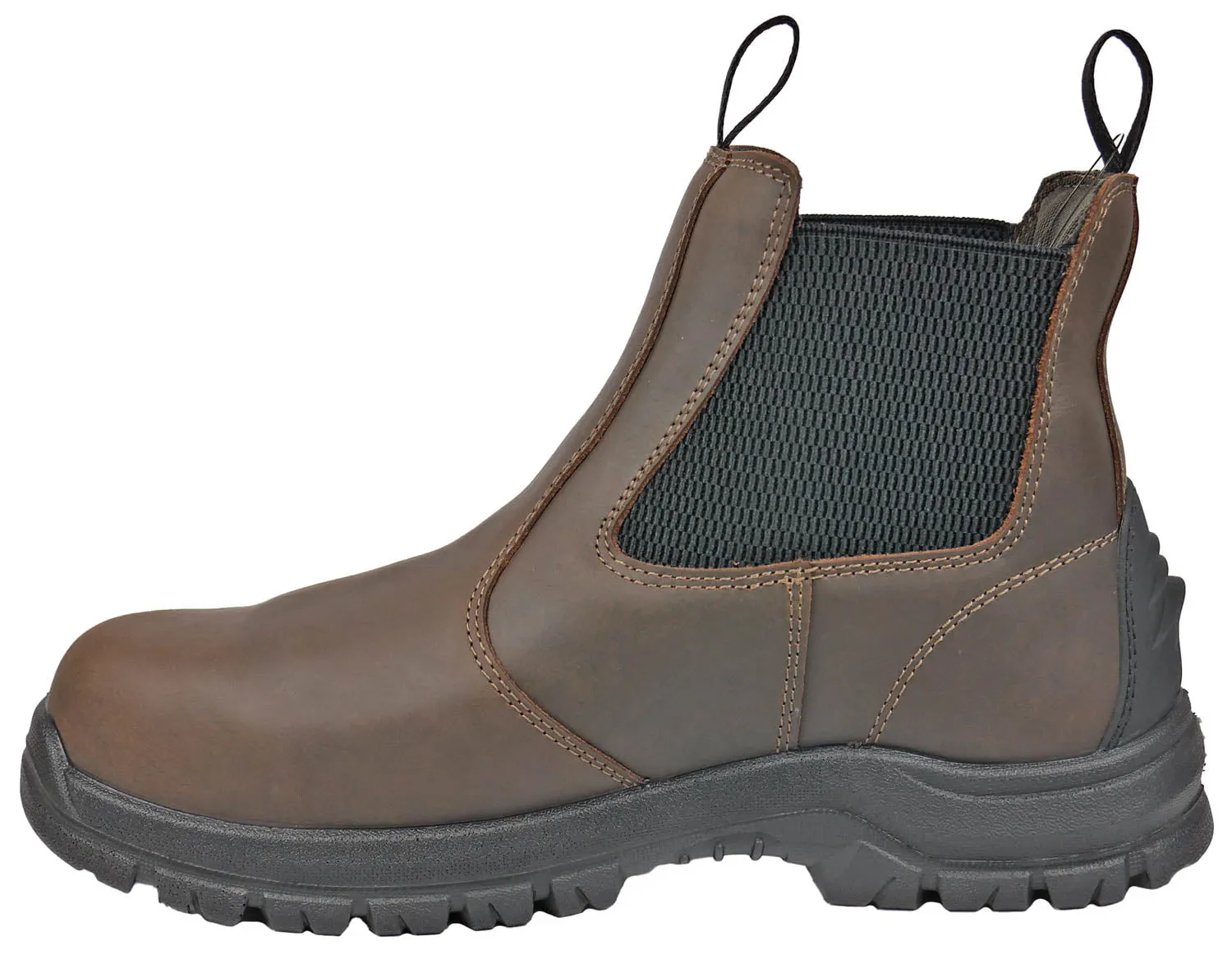 Hoss Boots Mens Snip Chelsea Met-Guard Brown Leather Work Boots