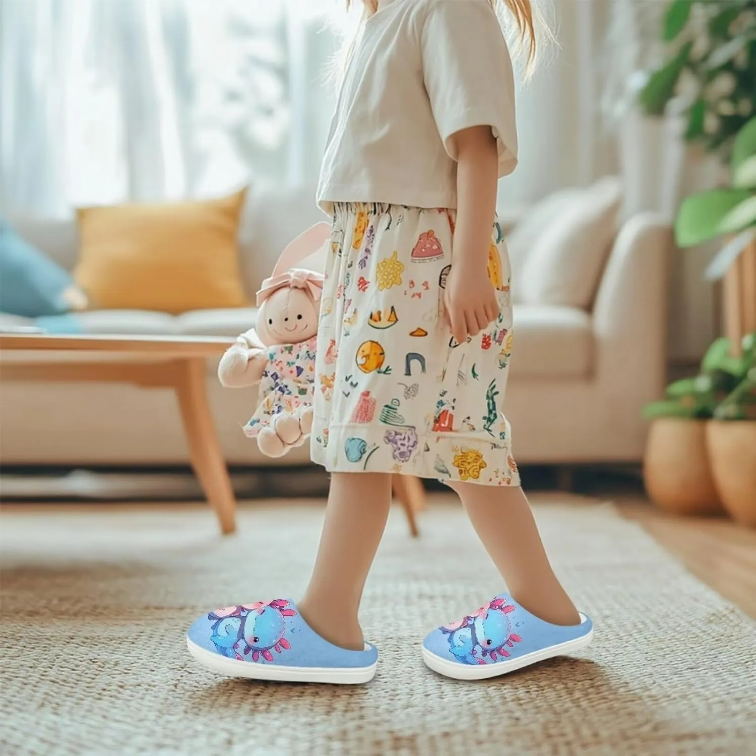House Slippers for Girls Kids Cozy Fuzzy Slippers Boys Soft Plush Slip On Shoes Cute Winter Bedroom Slipper