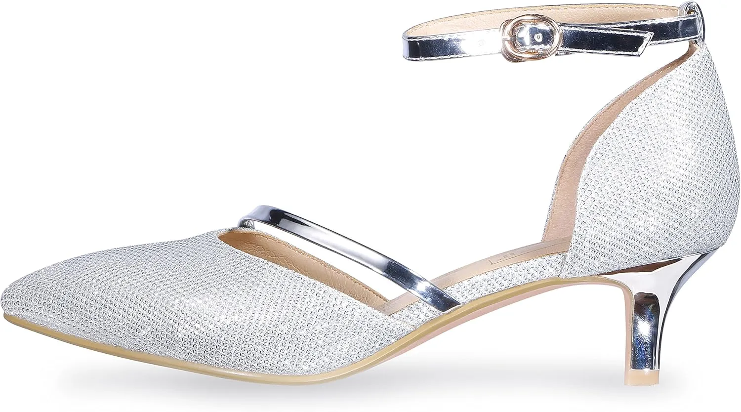 IDIFU Women IN2 Maxine Low Kitten Heels Dress Pumps Wedding Evening Formal Elegant Closed Toe Shoes for Women Bride