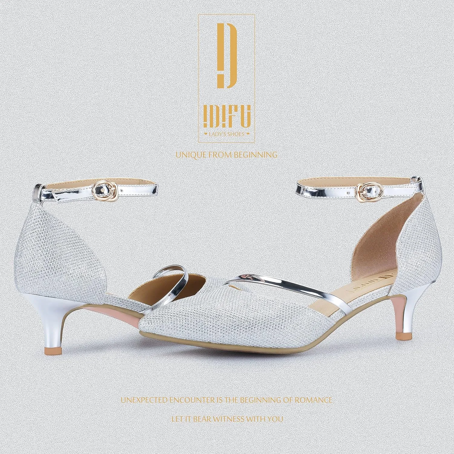 IDIFU Women IN2 Maxine Low Kitten Heels Dress Pumps Wedding Evening Formal Elegant Closed Toe Shoes for Women Bride