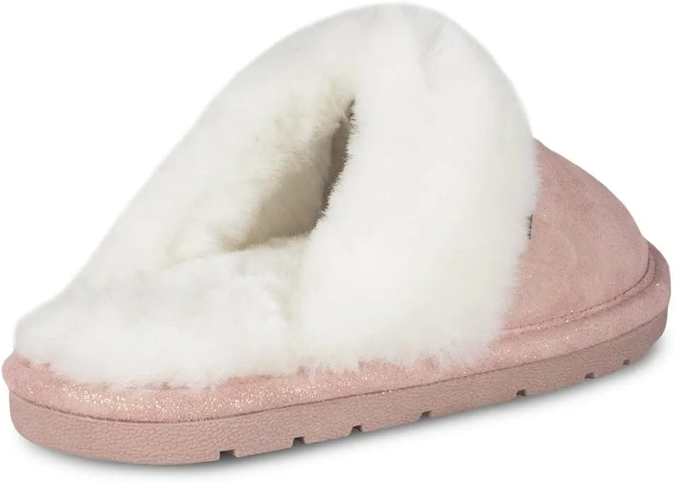 Indoor Outdoor Scuff House Slippers for Women - Genuine Sheepskin Slip-on Slippers