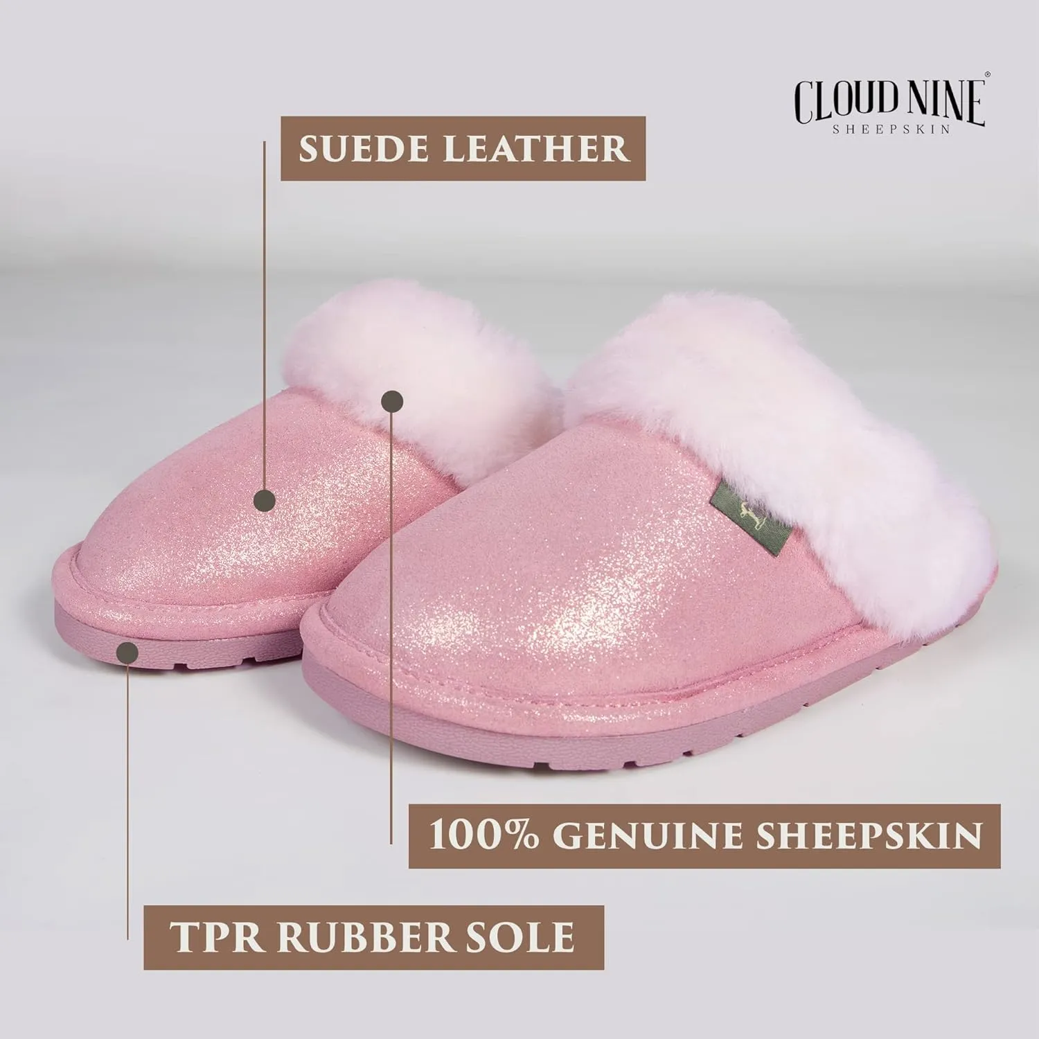 Indoor Outdoor Scuff House Slippers for Women - Genuine Sheepskin Slip-on Slippers