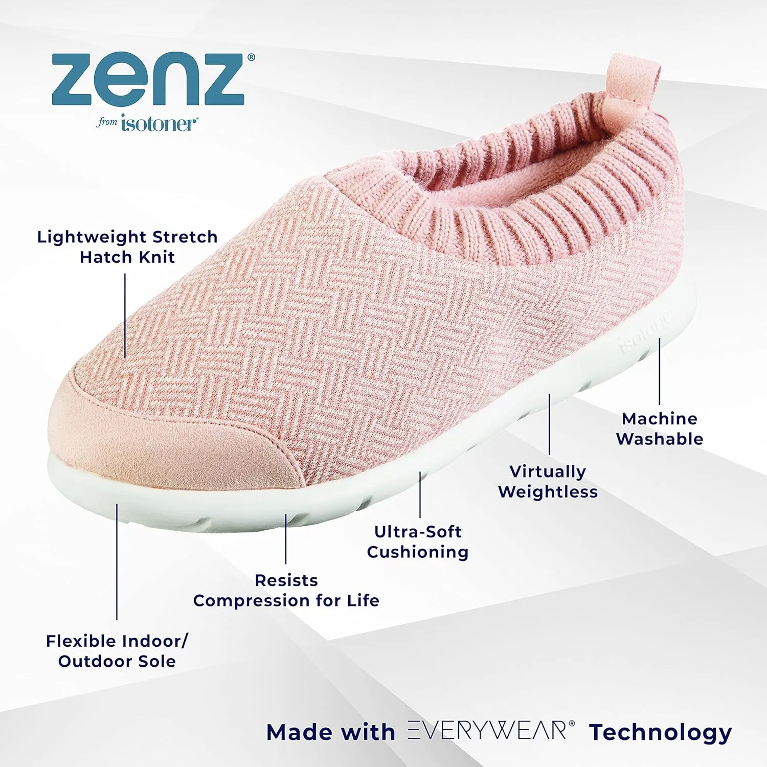 isotoner Zenz Womens Slippers, Lightweight Hatch Knit Slip-On