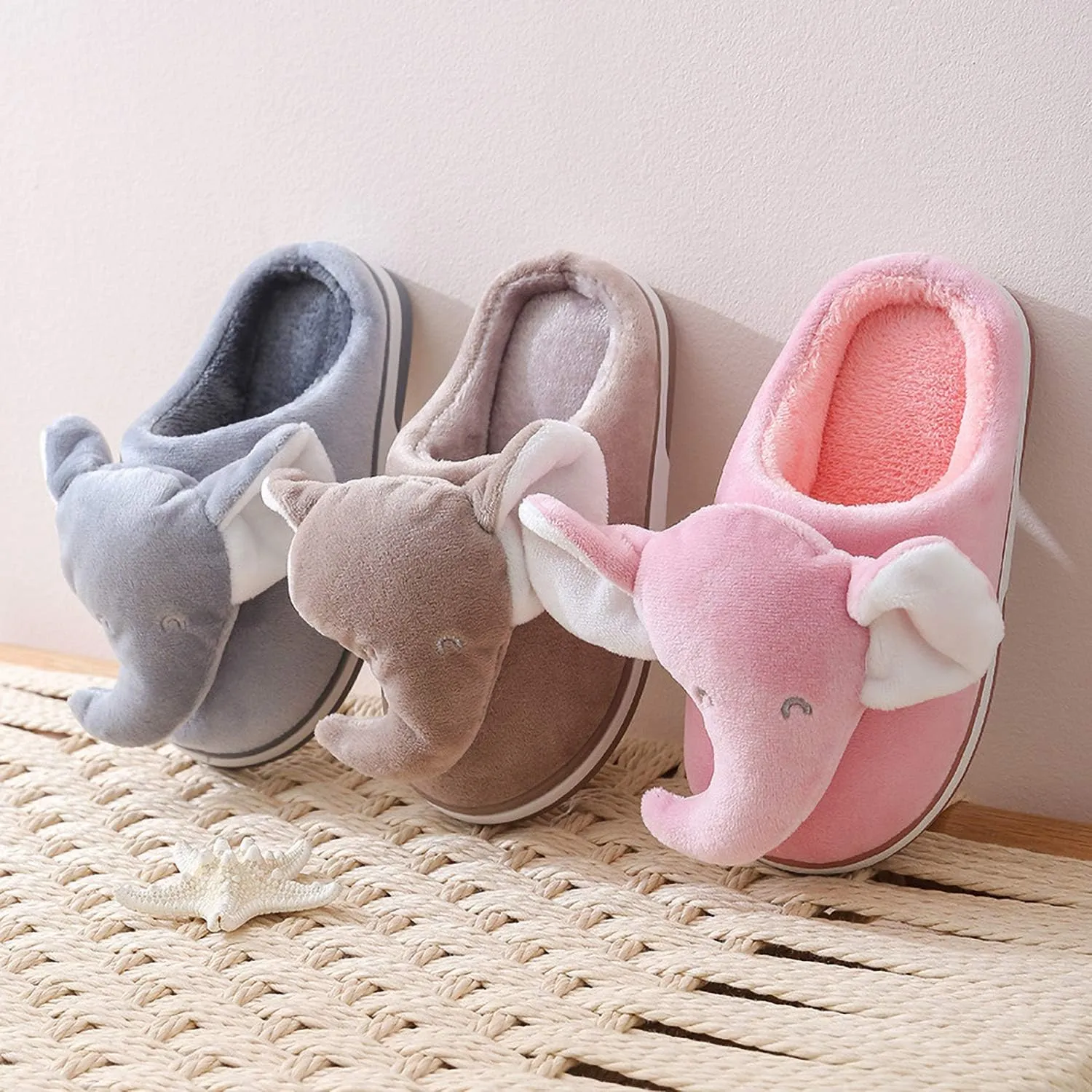 ixiton Adult unisex Winter warm Cartoon animal slippers,Cozy Memory foam Animal-shaped slippers,Cartoon elephant slippers,Indoor And Outdoor Non-slip slippers