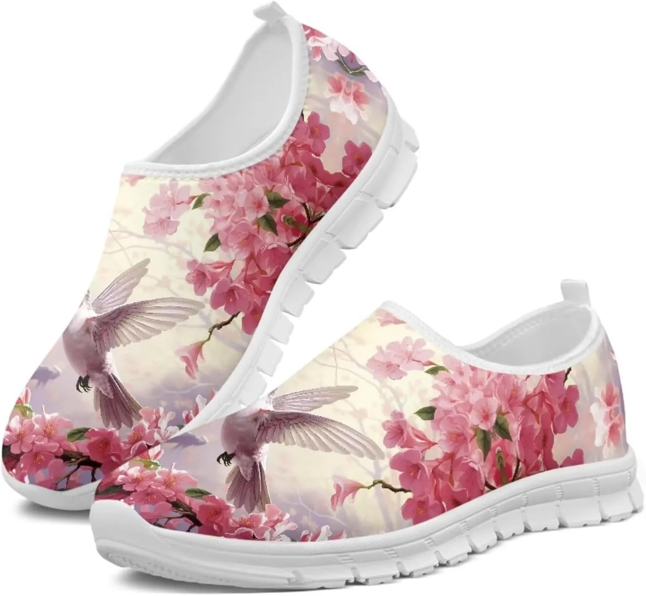 Jeiento Casual Shoes for Women Hummingbird Design Soft Shoes Slip-On Loafers Comfort Footwear