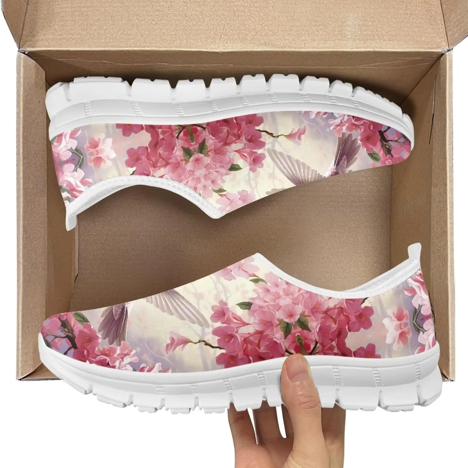 Jeiento Casual Shoes for Women Hummingbird Design Soft Shoes Slip-On Loafers Comfort Footwear
