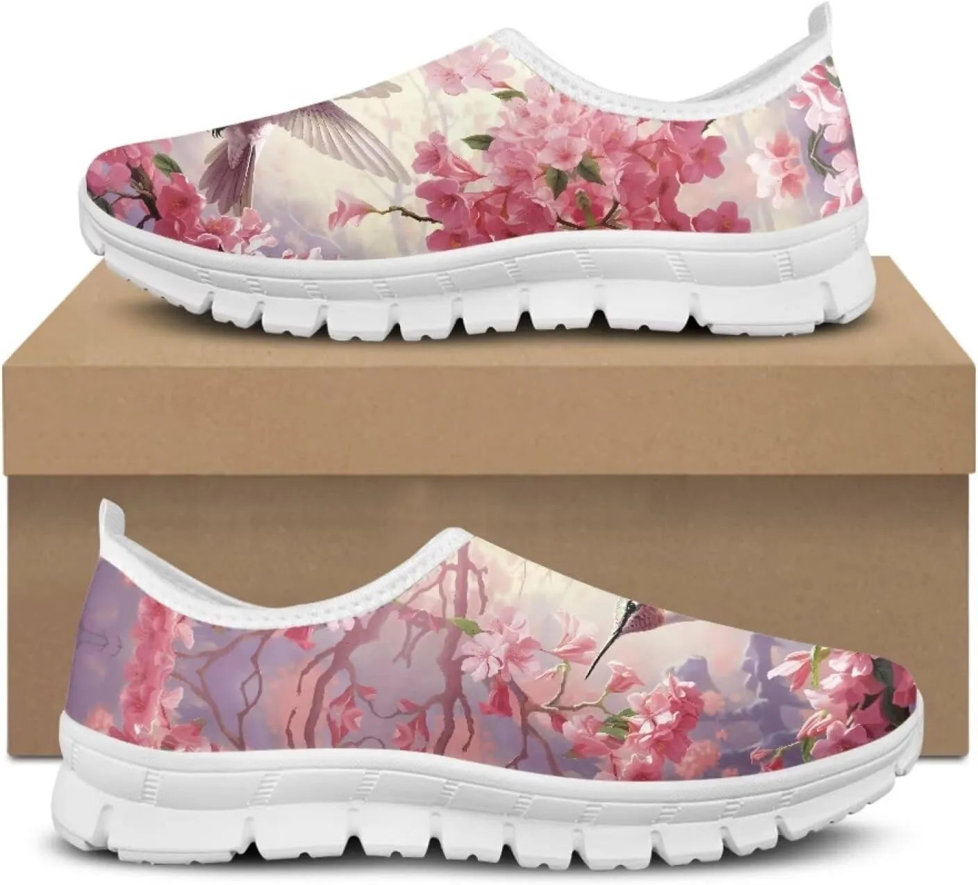Jeiento Casual Shoes for Women Hummingbird Design Soft Shoes Slip-On Loafers Comfort Footwear