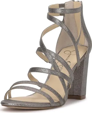 Jessica Simpson Women's STASSEY Heeled Sandal, Pewter, 12