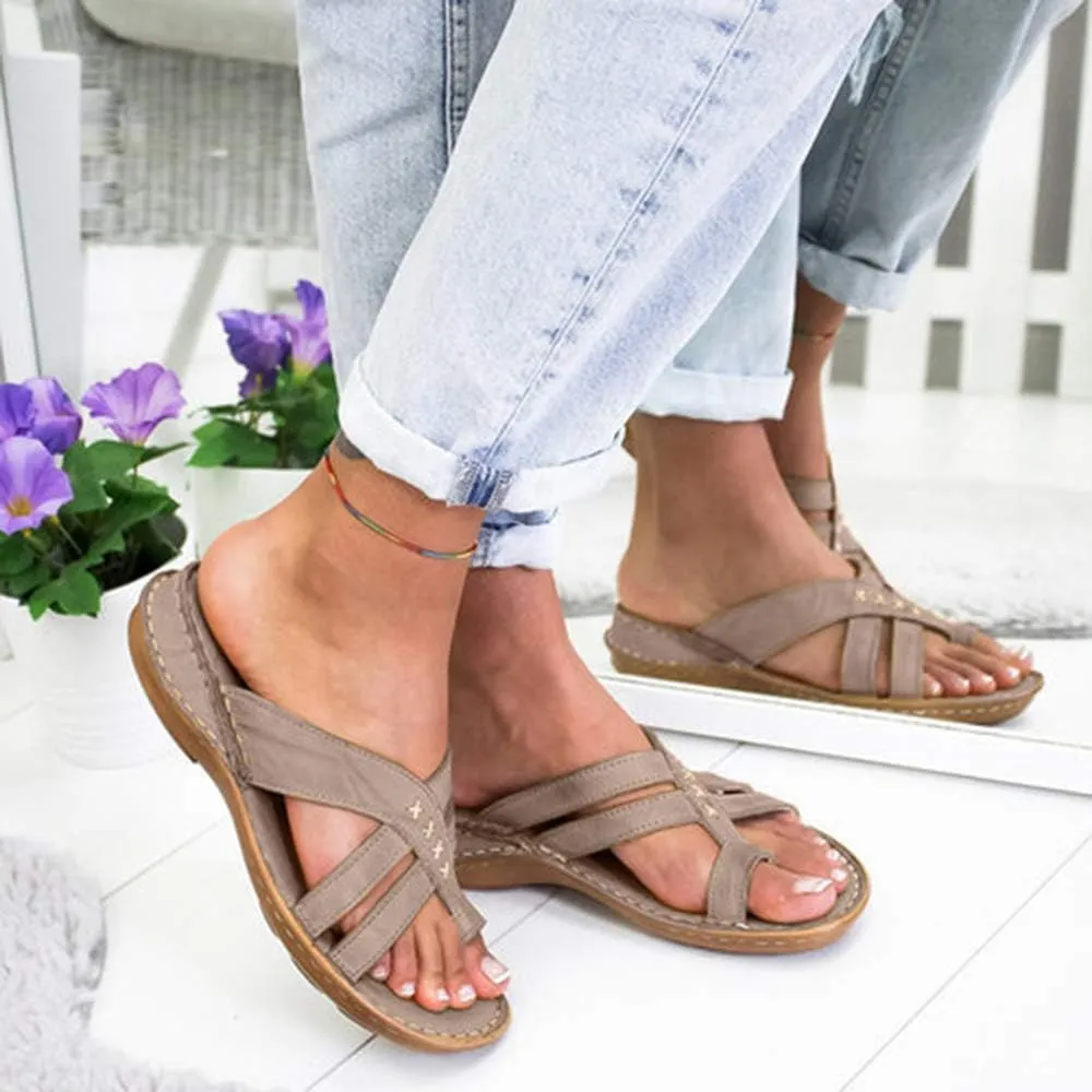JITUUE Women's Sandspur Delta Flip Thong Sandals Flat Gladiator Thong Sandals Greek Pierced Platform Low Wedge shoes