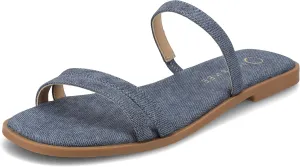 Journee Collection Womens Brisa Slip On Flat Sandals Multi Strap Cushioned Open Square Toe Spring Summer Shoe