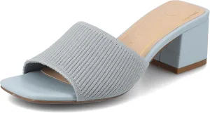 Journee Collection Womens Shilin Stretch Knit Dress Sandals Cushioned Slip On Block Heel Open Square Toe Spring Summer