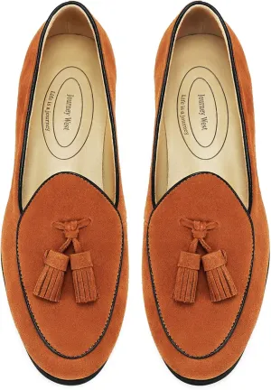 Journey West Suede Tassel Loafer for Women Slip-on BelgianLoafers Shoes