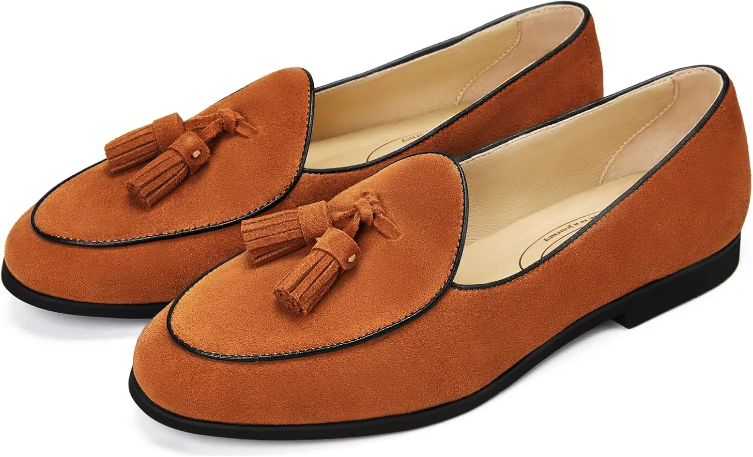 Journey West Suede Tassel Loafer for Women Slip-on BelgianLoafers Shoes