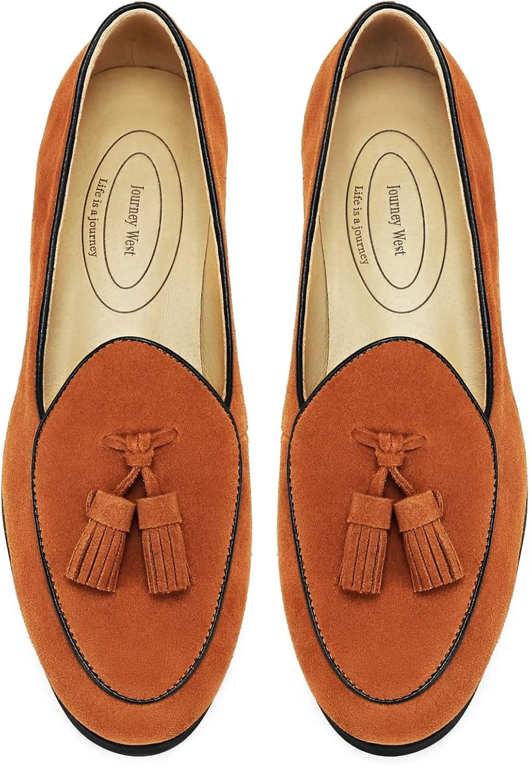 Journey West Suede Tassel Loafer for Women Slip-on BelgianLoafers Shoes