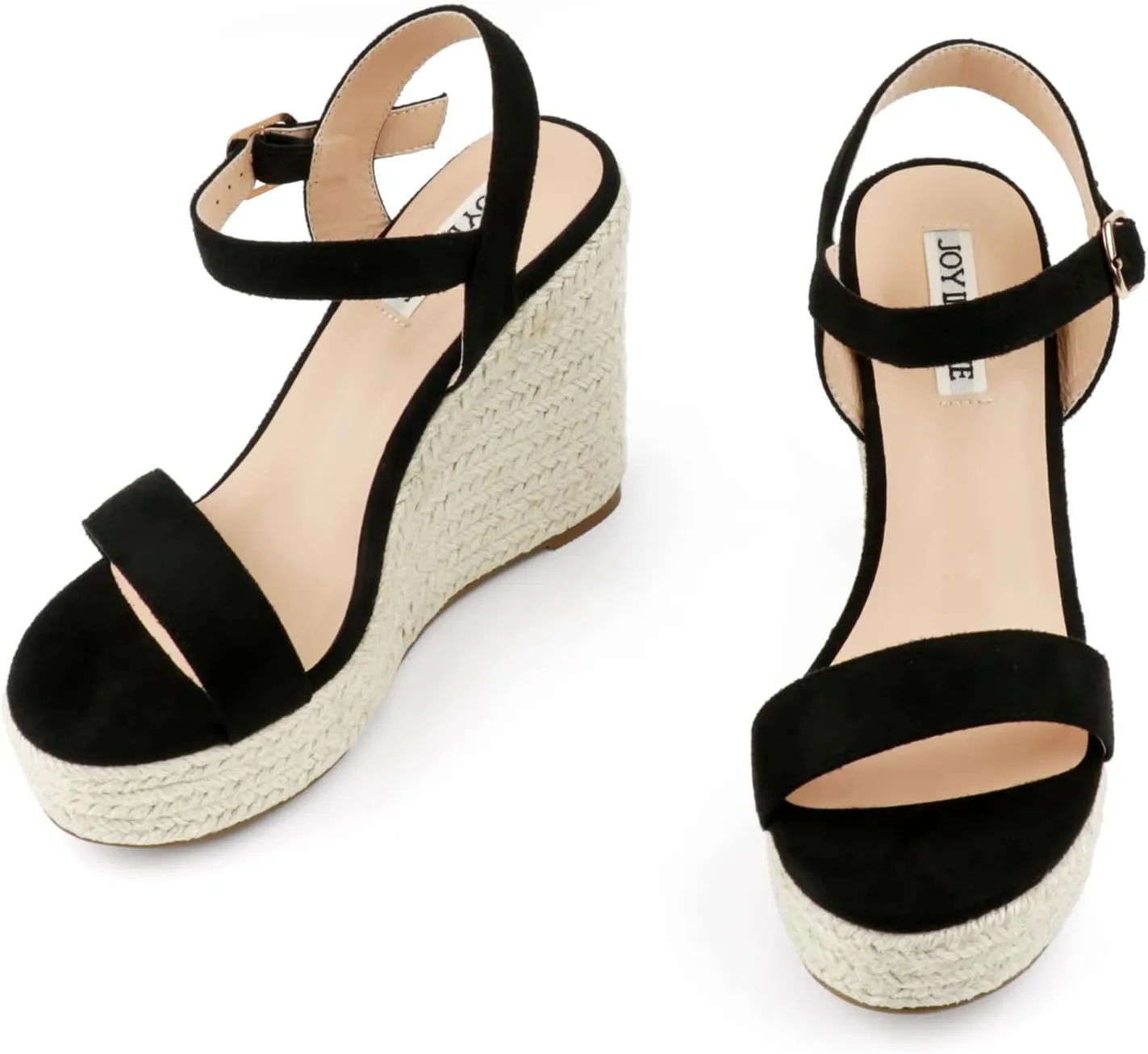 JOY IN LOVE Womens Espadrilles Wedge Sandals Platform Heels Ankle Strap Open Toe Buckle Sandals