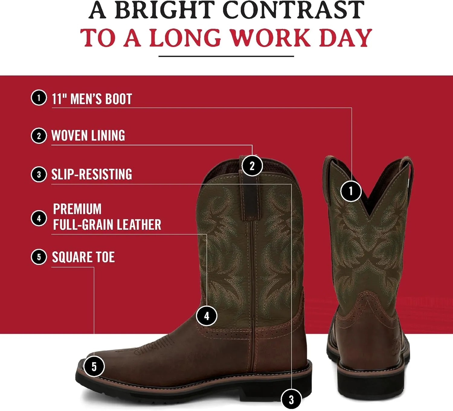 Justin Men's Driller 11'' Square Toe Work Boot