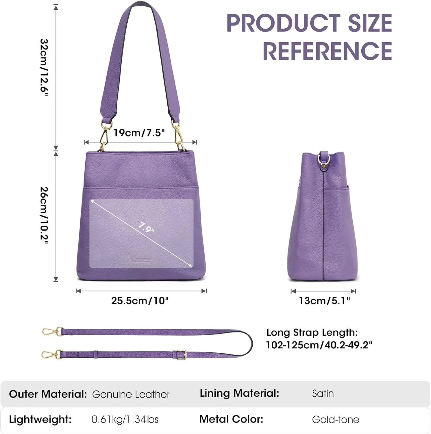 Kattee Leather Handbags for Women, Soft Shoulder Tote Crossbody Purses Bucket Bags with 2 Straps