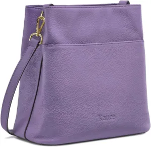 Kattee Leather Handbags for Women, Soft Shoulder Tote Crossbody Purses Bucket Bags with 2 Straps