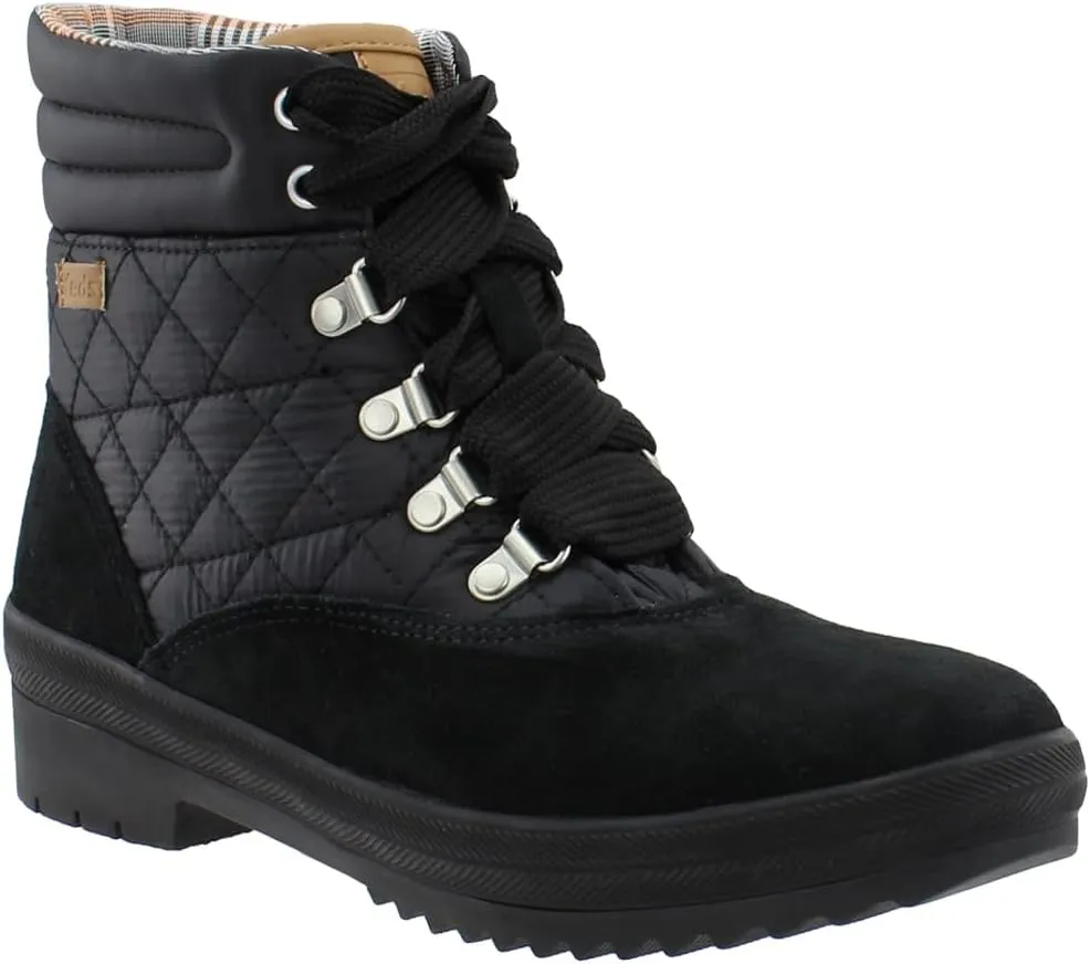 Keds Womens Camp Round Toe Lace Up Casual Boots Ankle Low Heel 1-2" - Black