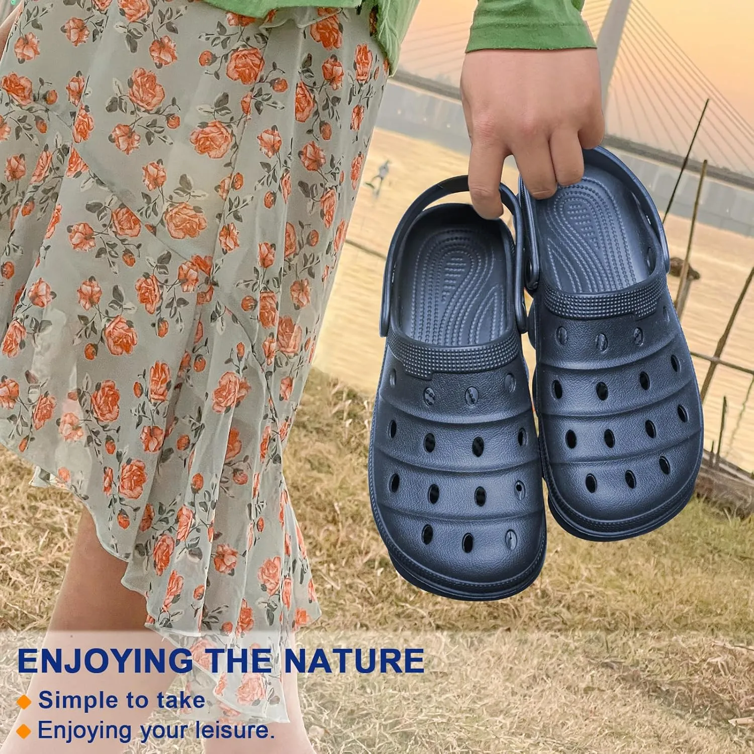 KEMISANT Women Clogs, Slip On Shoes Sandals with Cushioned Foot-Bed Sole
