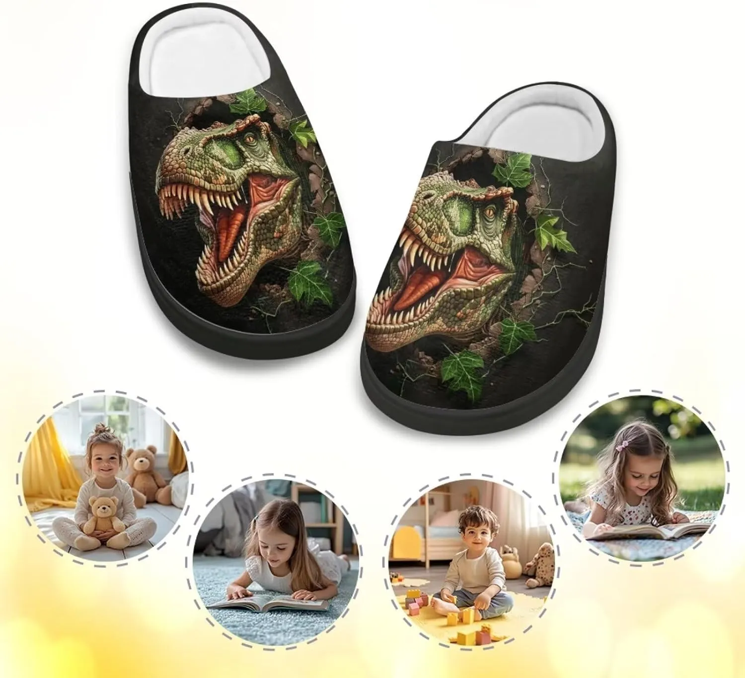 Kids Slippers for Boys, Warm Soft Fluffy Slippers for Winter, Slip On Scuff Slippers for Bedroom