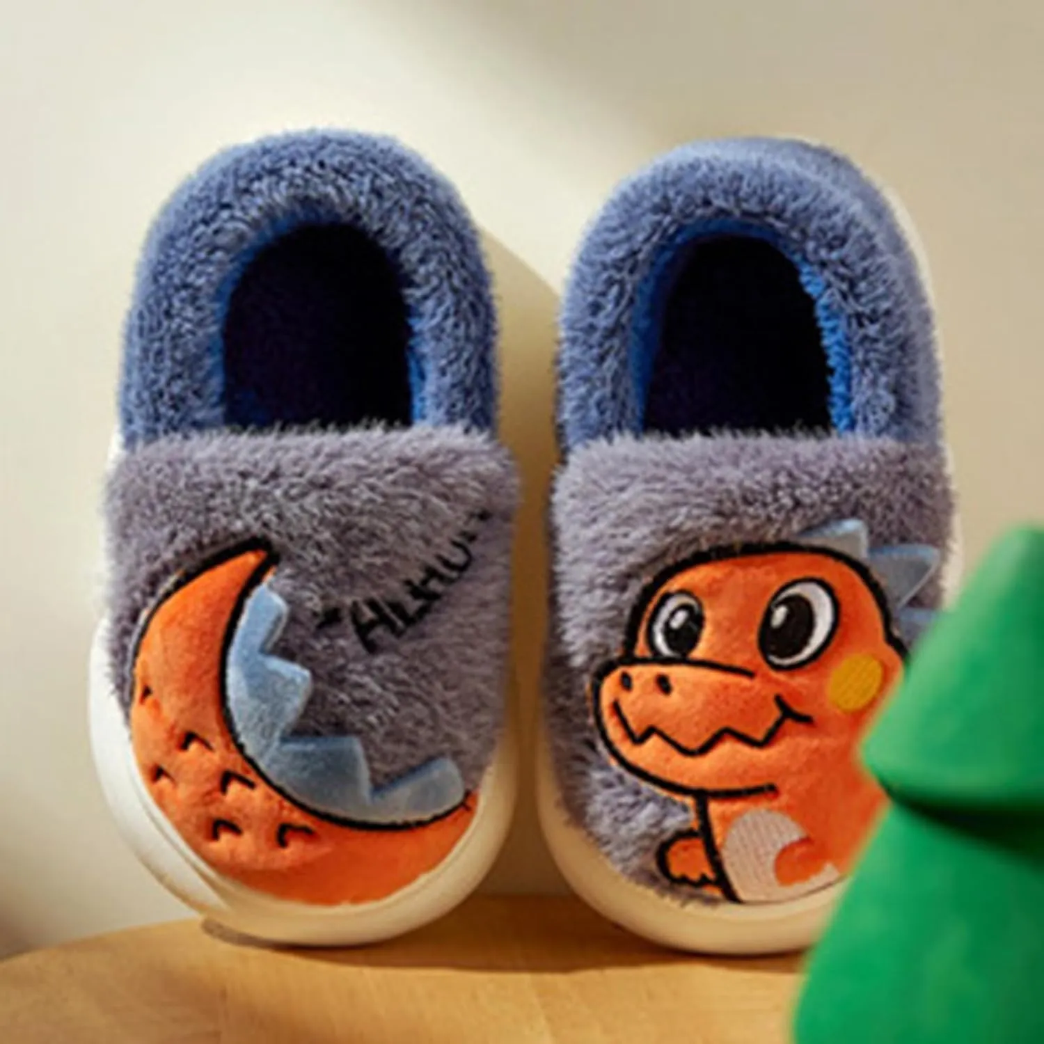 Kids Warm Slippers for House : Fur Lined Cartoon Animal Winter Indoor Slippers for Toddler Boys Girls Cute Fluffy Slip On Non-slip Shoes