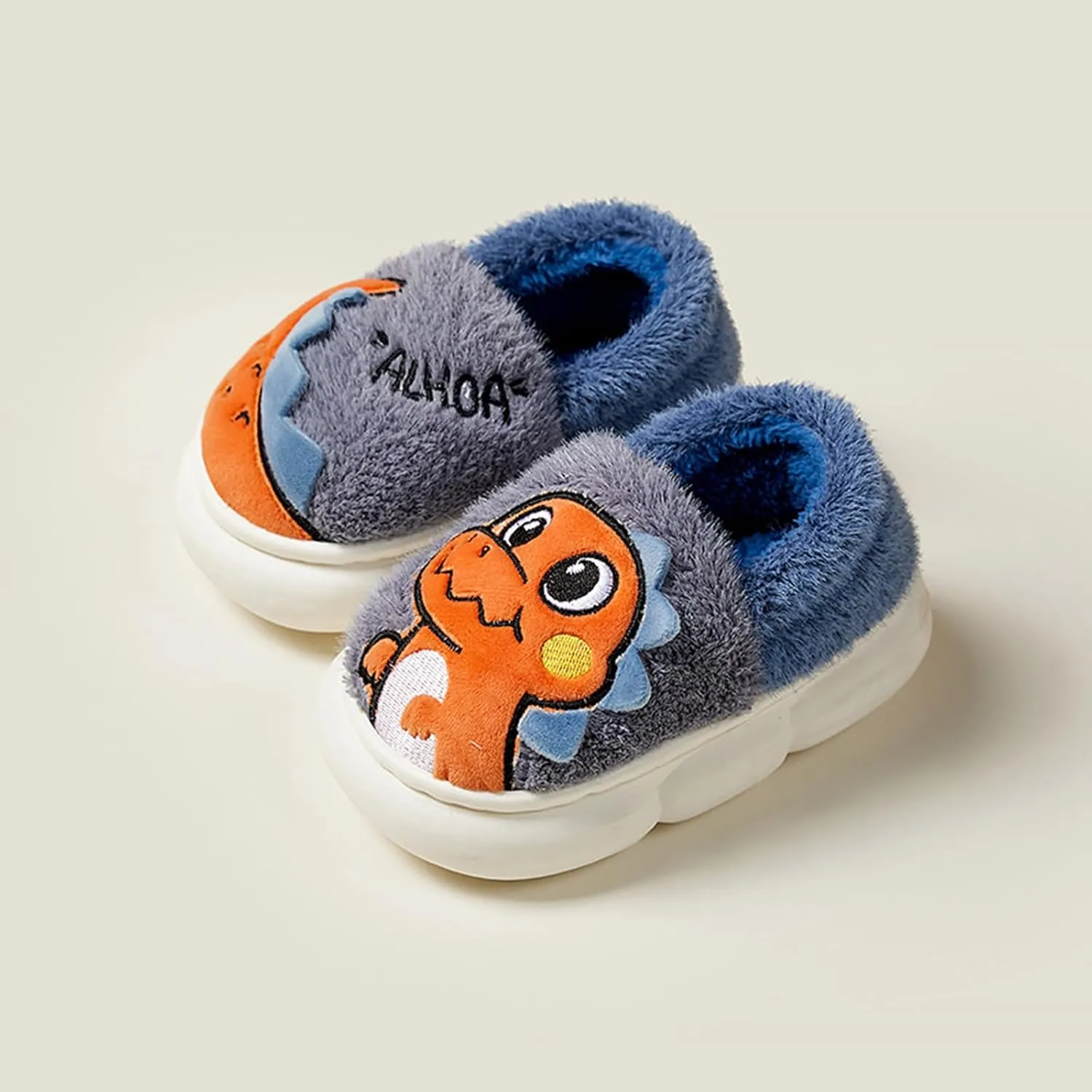 Kids Warm Slippers for House : Fur Lined Cartoon Animal Winter Indoor Slippers for Toddler Boys Girls Cute Fluffy Slip On Non-slip Shoes