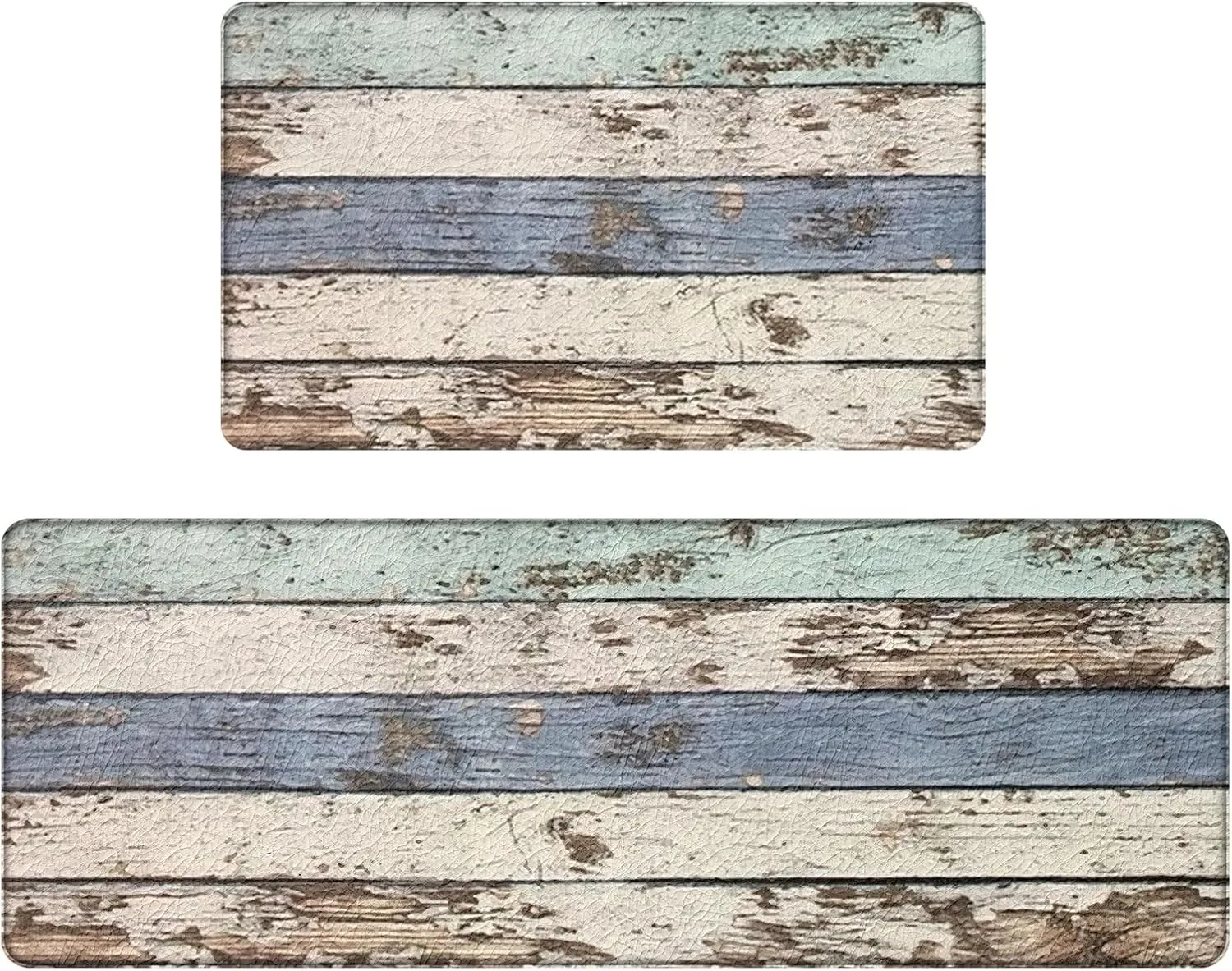Kitchen Mats for Floor 2 Piece, Non-Slip Cushioned Rugs, Waterproof & Anti-Fatigue, Perfect for Kitchen, Sink, Laundry Room(Rustic Woodgrain Design)