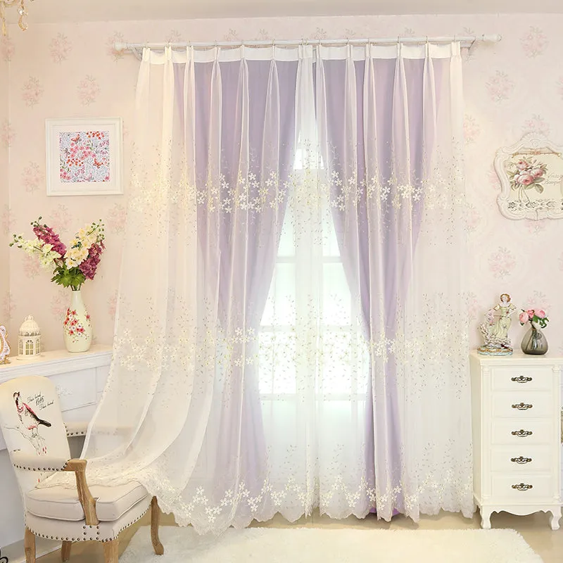 Kyla 2-Layer Embroidery Blackout Soundproof Custom Curtain