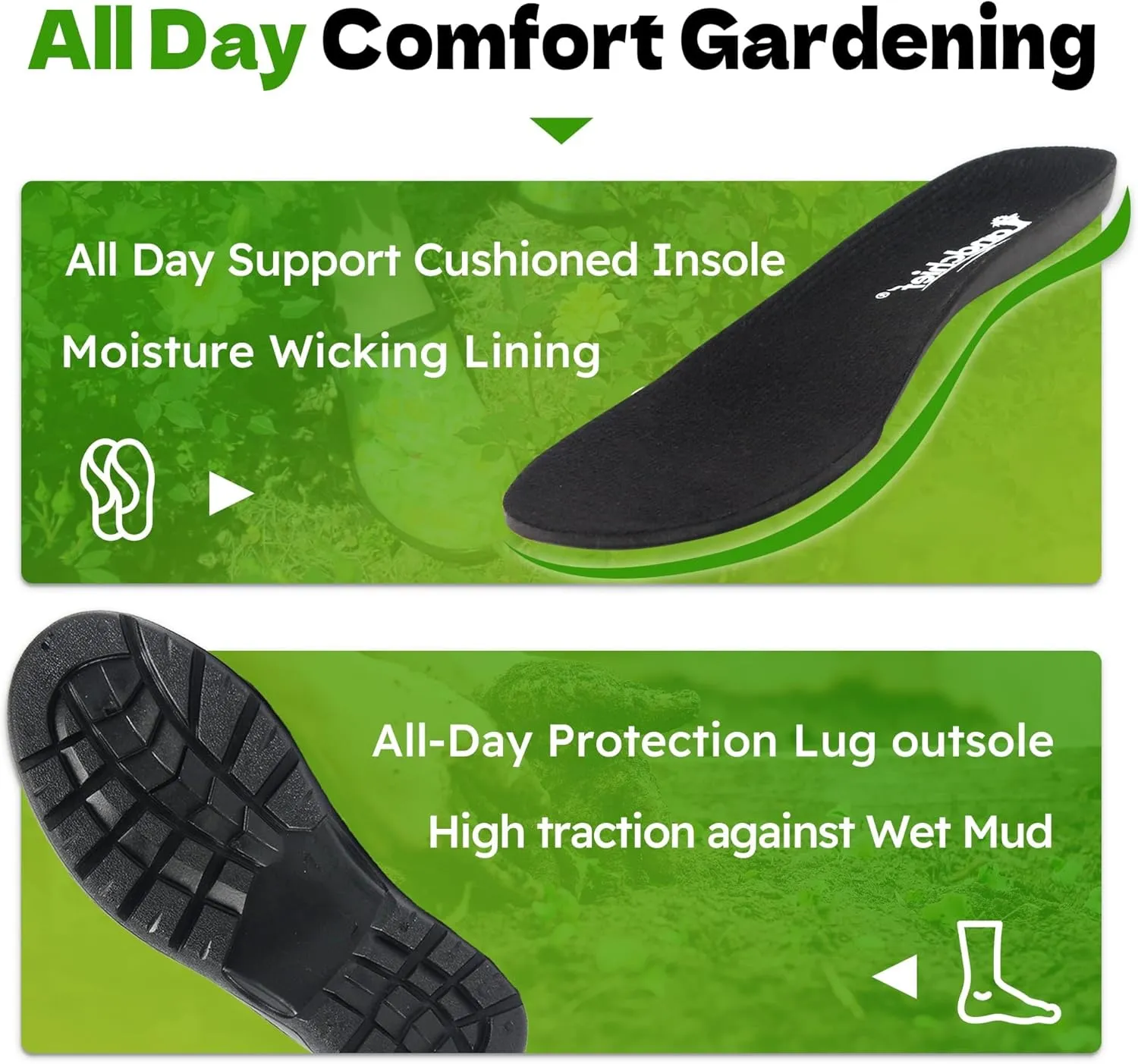 landchief Women's Garden Shoes Waterproof Garden Clogs for Women, Comfortable Slip-on Shoes with Cushioned Insole, Non-Slip Work Shoes for Women Outdoor, Gardening and Yard
