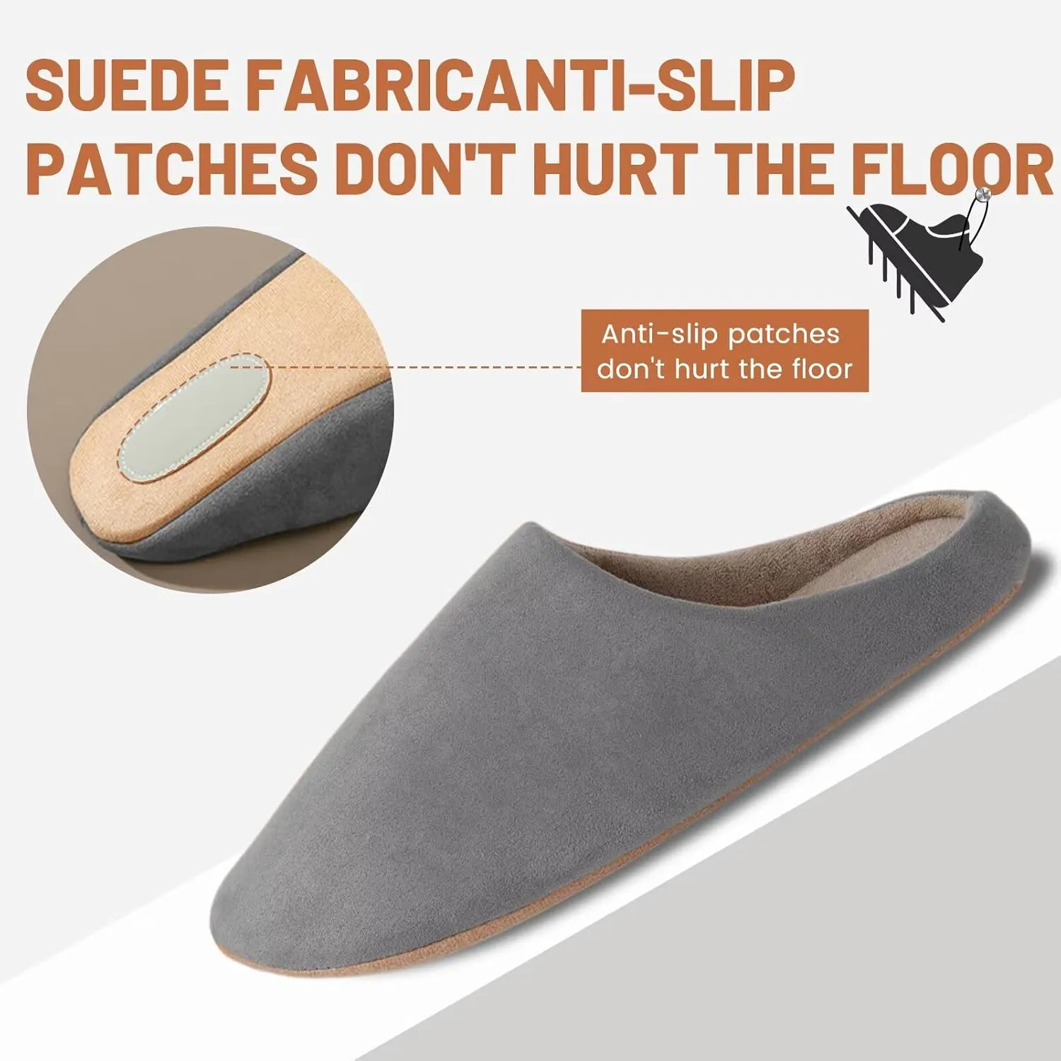 LBF Womens Fuzzy House Slippers All Season Non Slip Indoor Slip-On Breathable Lightweight Quiet Sole Cozy Soft Comfort for Home