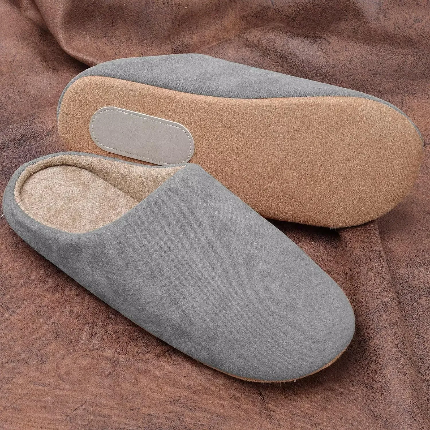 LBF Womens Fuzzy House Slippers All Season Non Slip Indoor Slip-On Breathable Lightweight Quiet Sole Cozy Soft Comfort for Home