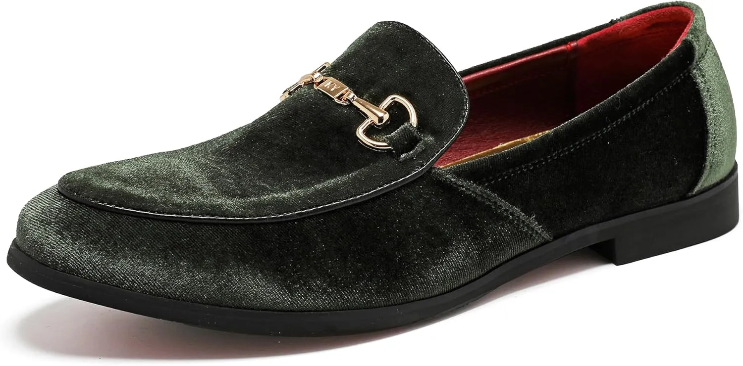 LCQL Men's Luxury Velvet Penny Loafer Shoes Noble Slip-on Suede Loafers Smoking Slippers Plus Size 7-13