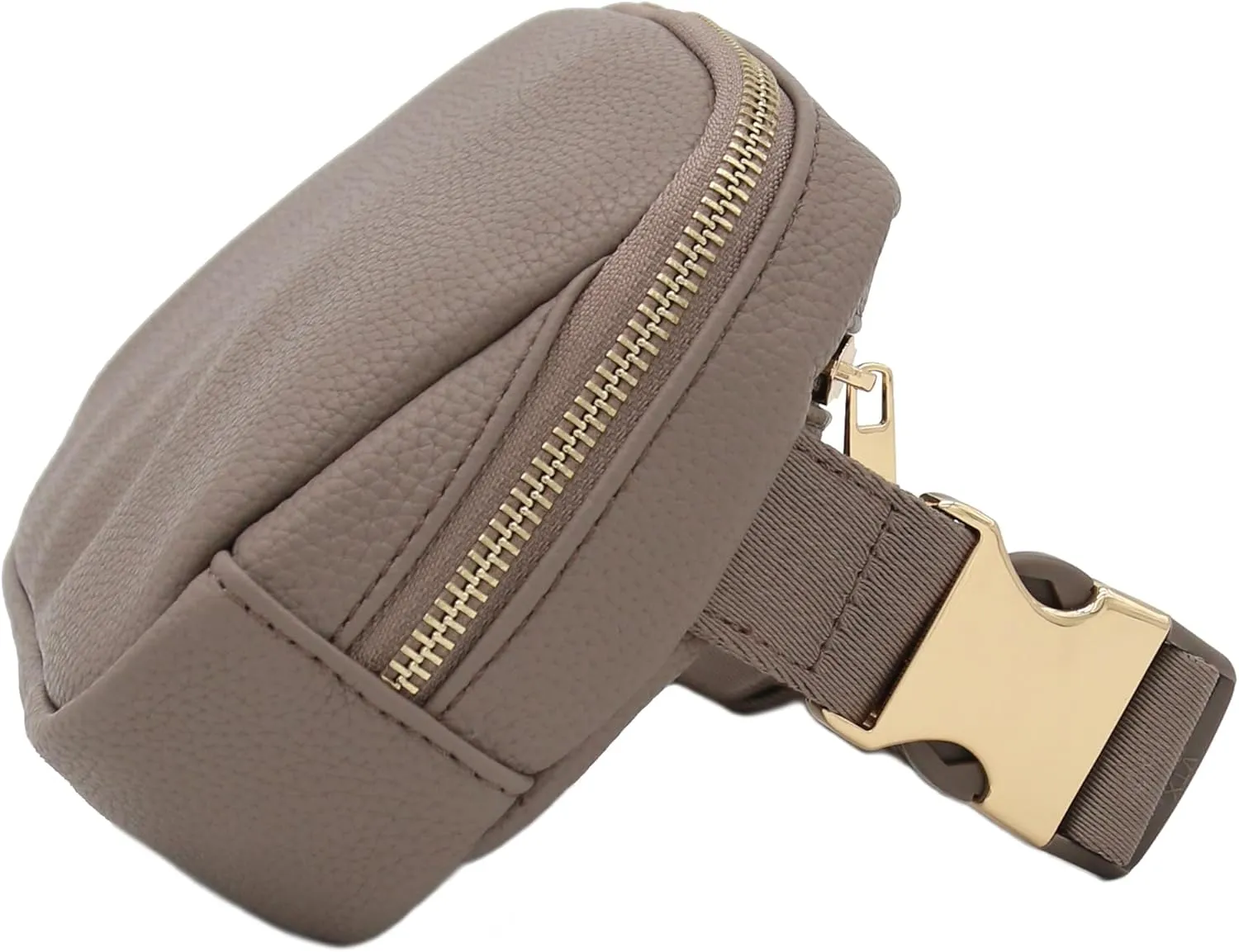 Lightweight Soft PU Pebbled Leather Everyday Sling Fanny Pack Belt Bag with Gold Metal Buckle (Dove)