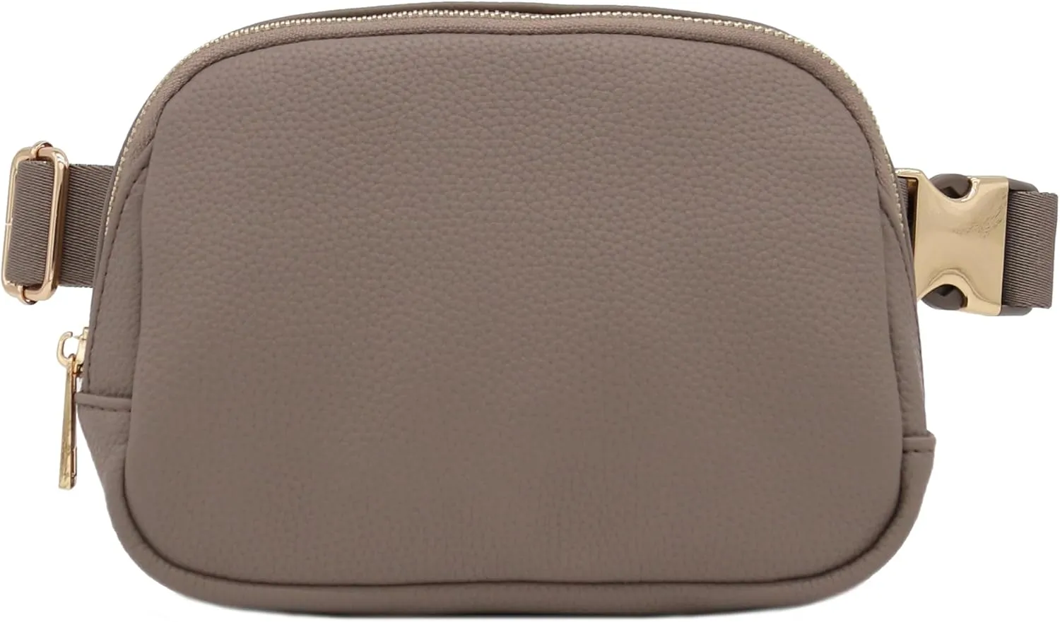 Lightweight Soft PU Pebbled Leather Everyday Sling Fanny Pack Belt Bag with Gold Metal Buckle (Dove)
