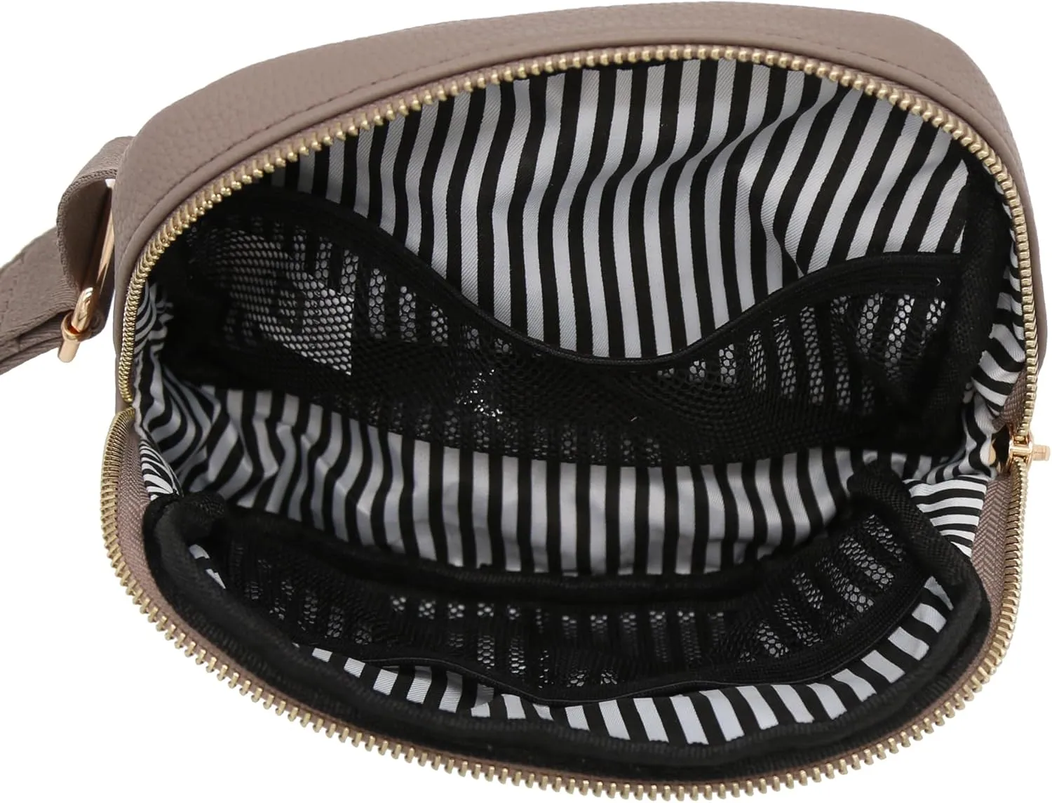 Lightweight Soft PU Pebbled Leather Everyday Sling Fanny Pack Belt Bag with Gold Metal Buckle (Dove)
