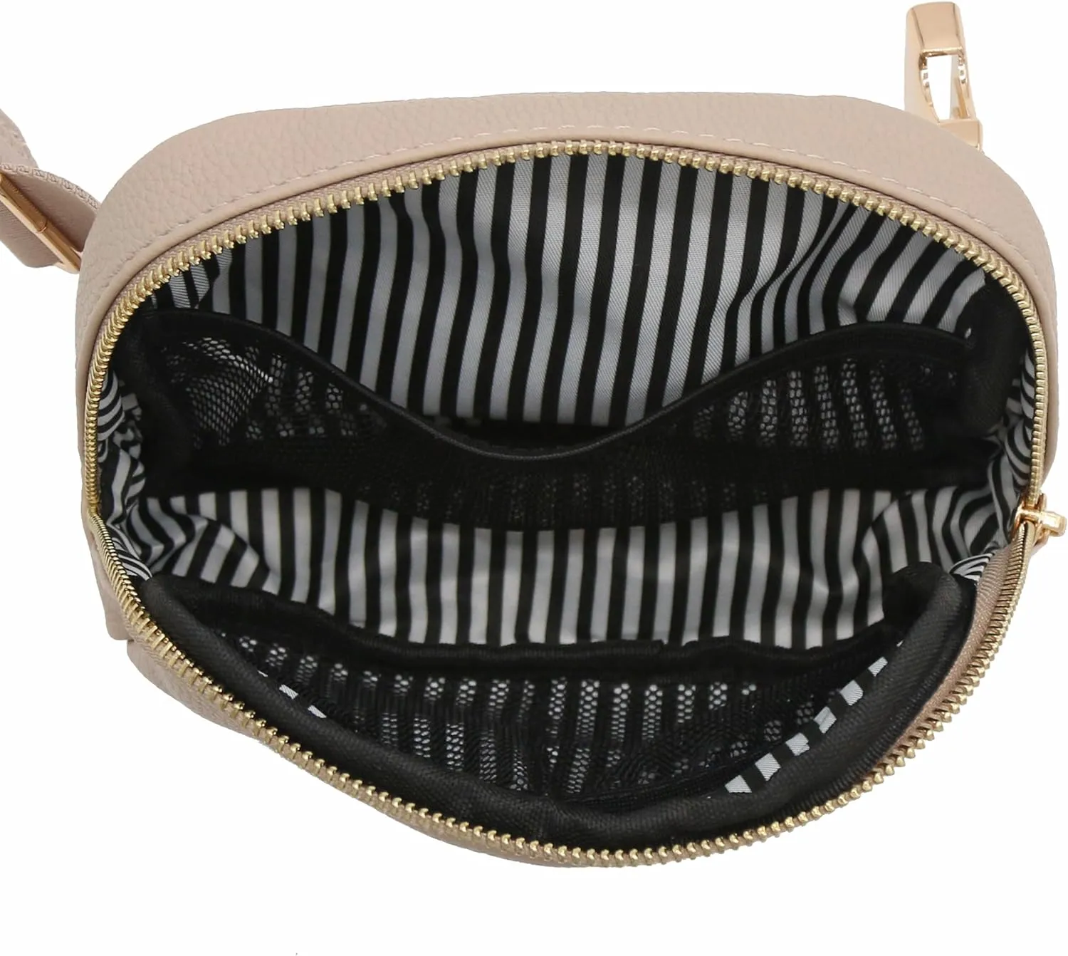 Lightweight Soft PU Pebbled Leather Everyday Sling Fanny Pack Belt Bag with Gold Metal Buckle (Travertine)