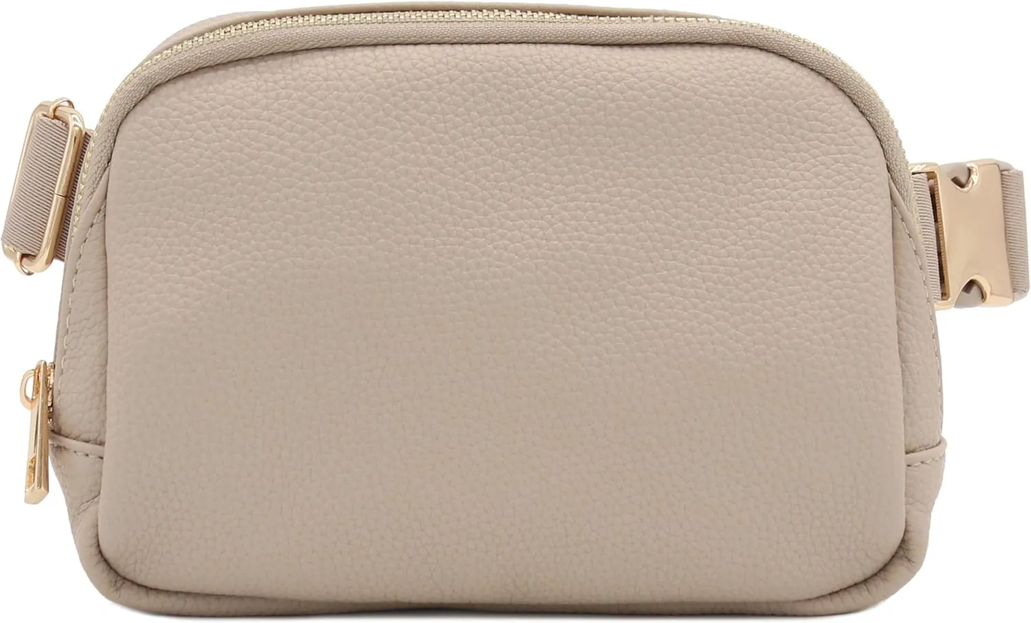 Lightweight Soft PU Pebbled Leather Everyday Sling Fanny Pack Belt Bag with Gold Metal Buckle (Travertine)