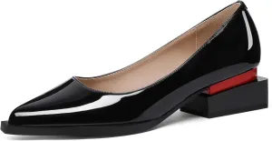 LingxiaUne Shoes for Women Fashion Forward Elegant Dressy Womens Pumps and Loafers with Low Chunky Heel and Sleek Pointed Toe Design Fashion Forward