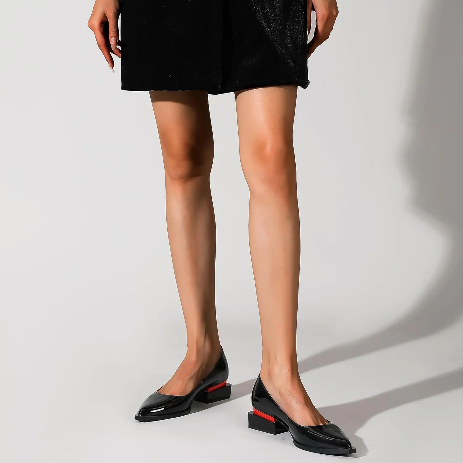 LingxiaUne Shoes for Women Fashion Forward Elegant Dressy Womens Pumps and Loafers with Low Chunky Heel and Sleek Pointed Toe Design Fashion Forward