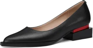 LingxiaUne Shoes for Women Fashion Forward Elegant Dressy Womens Pumps and Loafers with Low Chunky Heel and Sleek Pointed Toe Design Fashion Forward