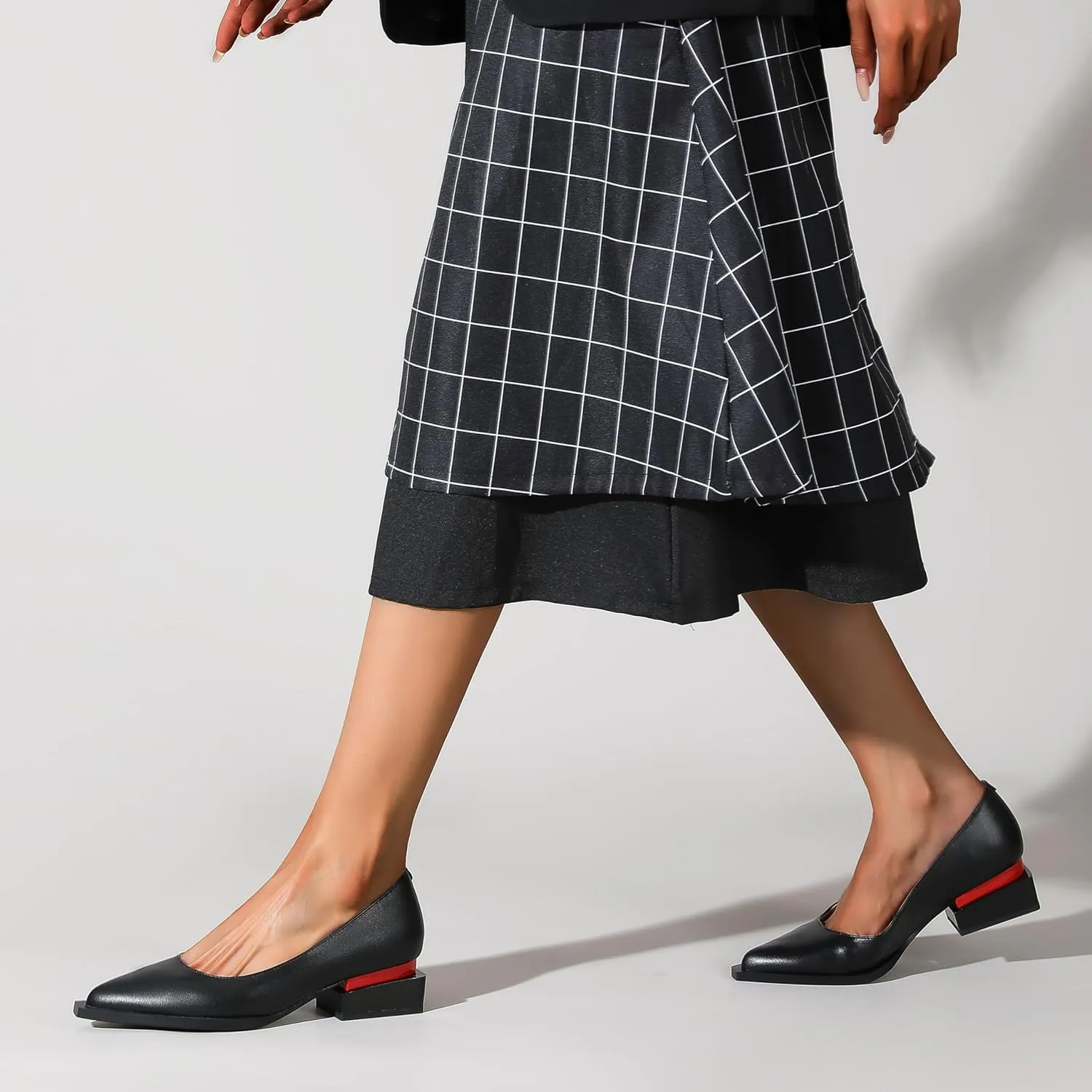 LingxiaUne Shoes for Women Fashion Forward Elegant Dressy Womens Pumps and Loafers with Low Chunky Heel and Sleek Pointed Toe Design Fashion Forward