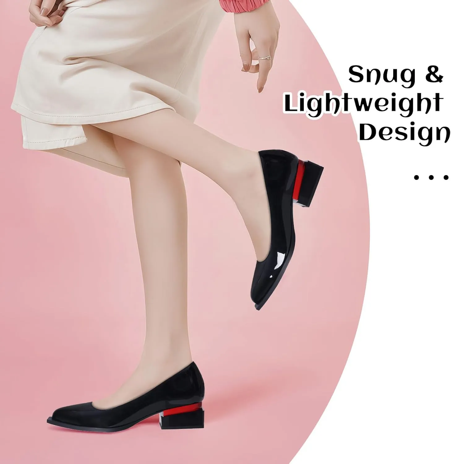 LingxiaUne Shoes for Women Fashion Forward Elegant Dressy Womens Pumps and Loafers with Low Chunky Heel and Sleek Pointed Toe Design Fashion Forward