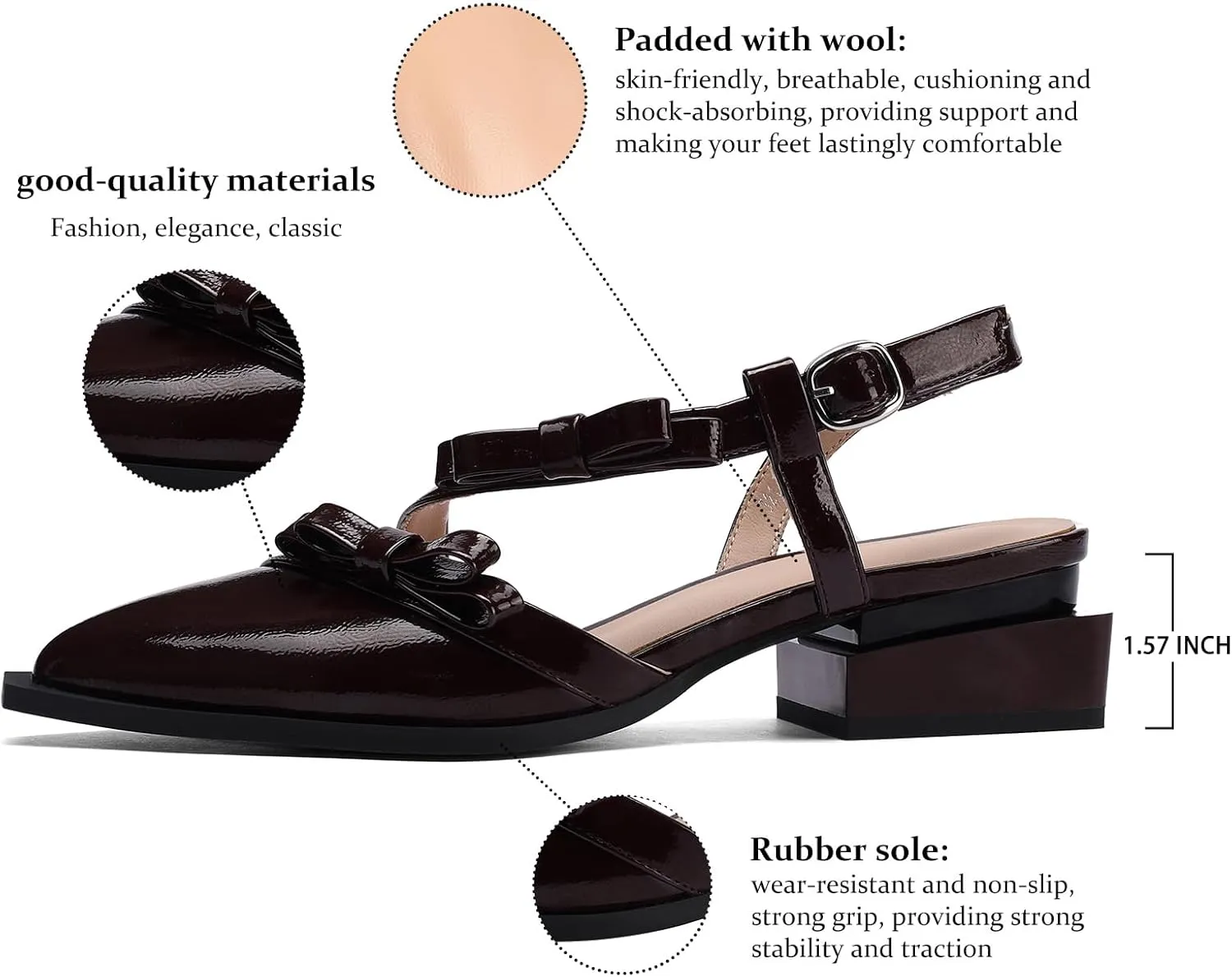 LingxiaUne Shoes for Women Fashion Forward Elegant Dressy Womens Pumps and Loafers with Low Chunky Heel and Sleek Pointed Toe Design Fashion Forward