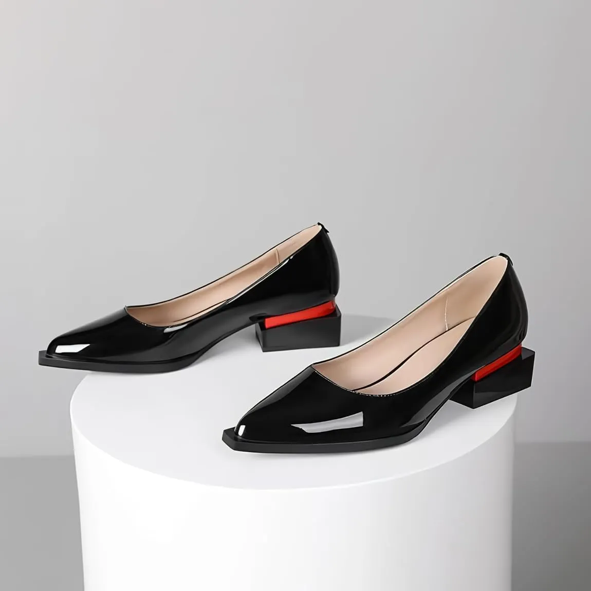 LingxiaUne Shoes for Women Fashion Forward Elegant Dressy Womens Pumps and Loafers with Low Chunky Heel and Sleek Pointed Toe Design Fashion Forward