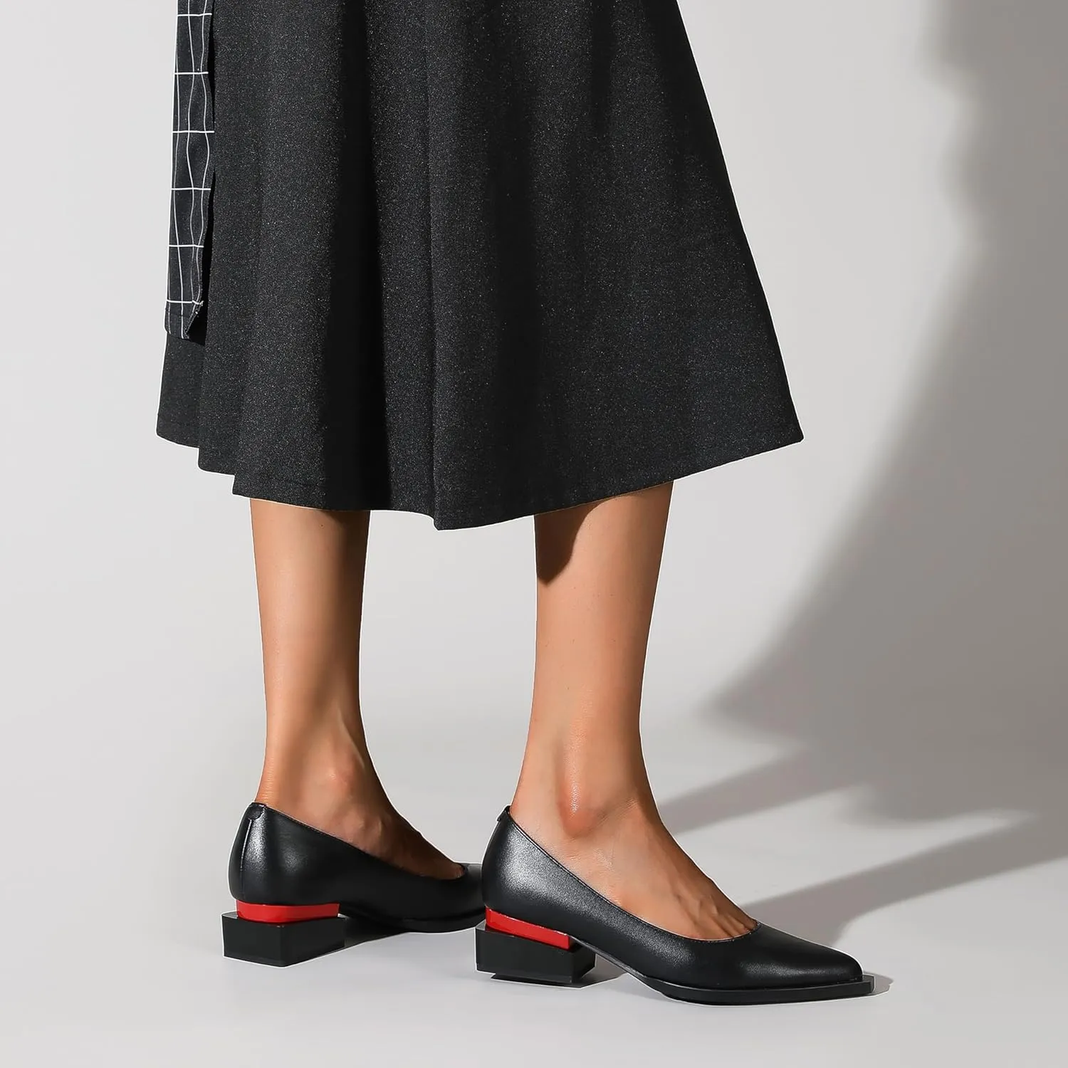 LingxiaUne Shoes for Women Fashion Forward Elegant Dressy Womens Pumps and Loafers with Low Chunky Heel and Sleek Pointed Toe Design Fashion Forward