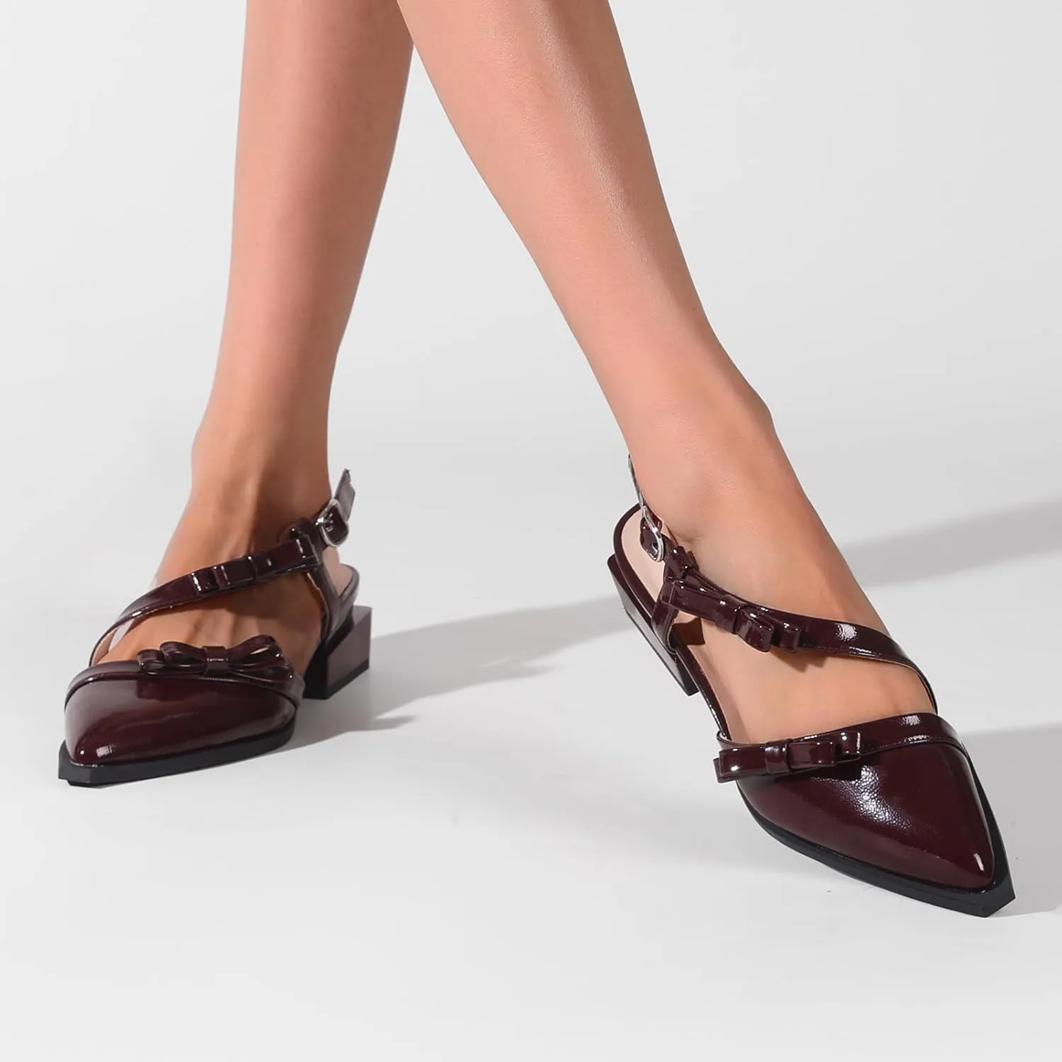 LingxiaUne Shoes for Women Fashion Forward Elegant Dressy Womens Pumps and Loafers with Low Chunky Heel and Sleek Pointed Toe Design Fashion Forward